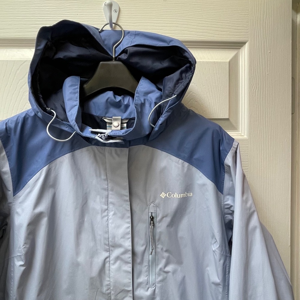 Columbia Women's XXL Puddletown Pale Blue & Blue Dusk Rain Jacket Omni Shield
